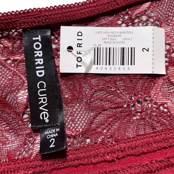 NWT Torrid Lace High Neck Babydoll Size 2 Red Sleeveless Adjustable Straps - Picture 5 of 15